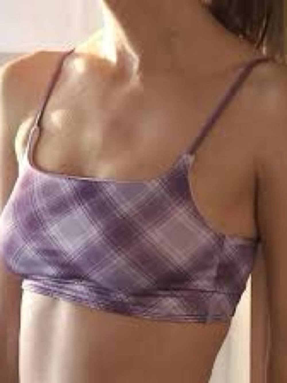 Anthropologie Lavender Plaid Bralette with Adjustable Straps